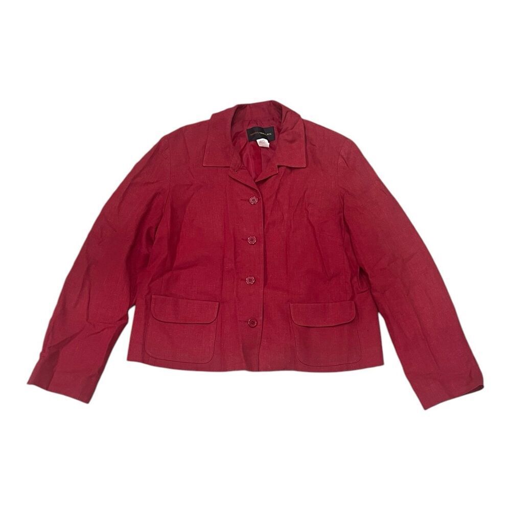 Harris Wallace Red Vintage Linen Blend Blazer 8